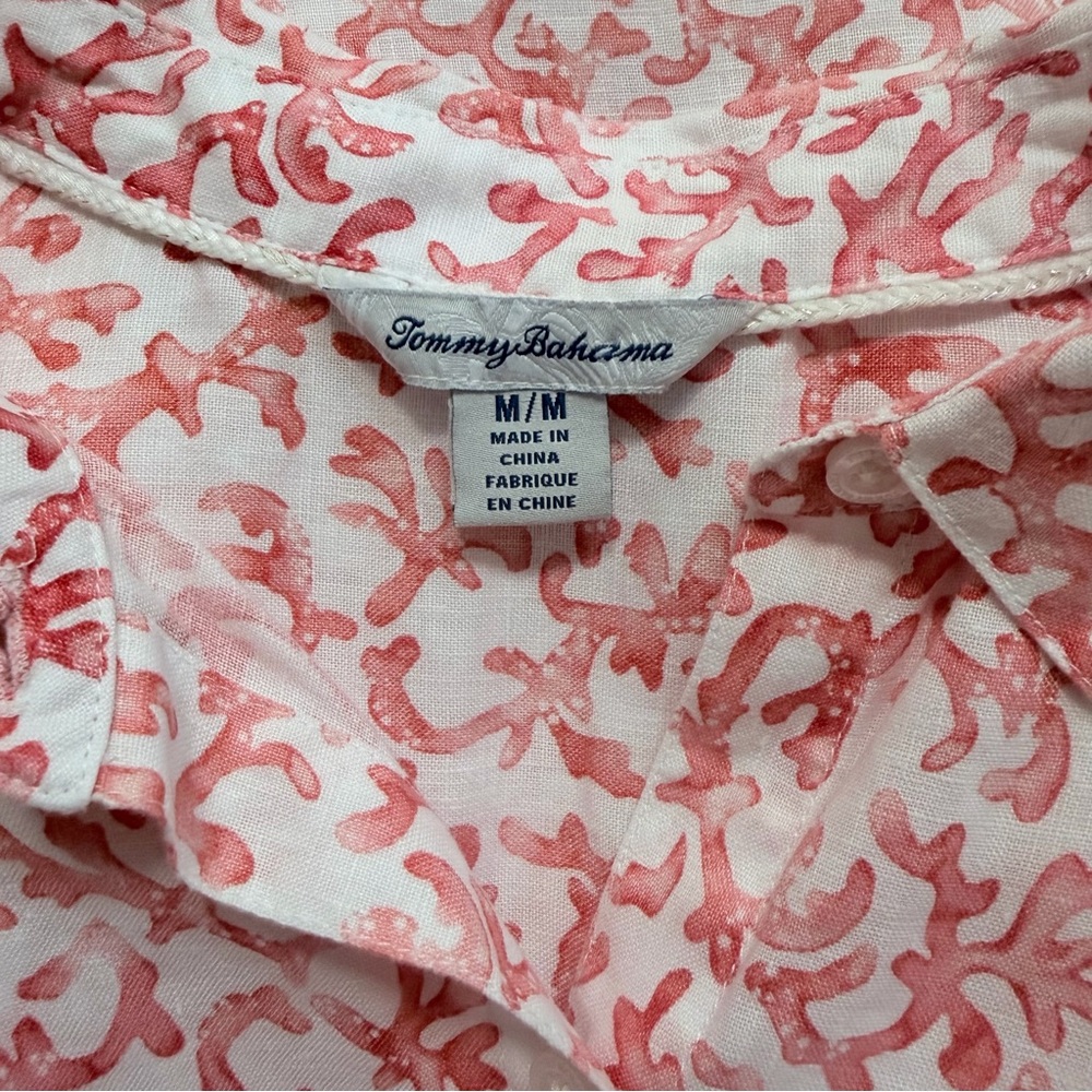Tommy Bahama 100% linen sea coral print sleeveless shirt dress, size Medium - Picture 7 of 10